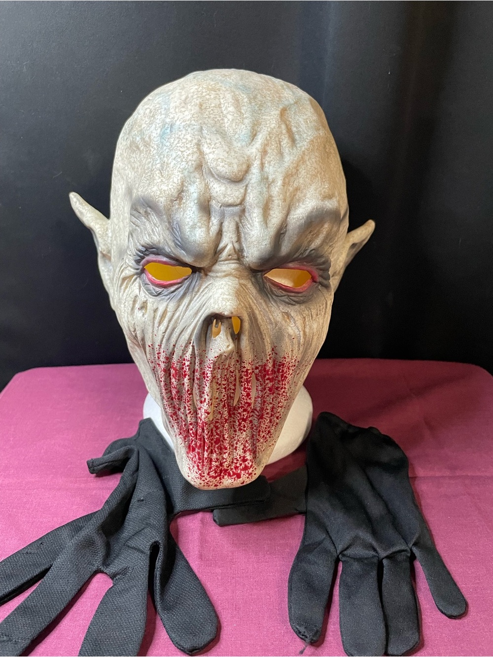 Source Unknown Pale Gray Vampire Mask with Red Blood Detail child size